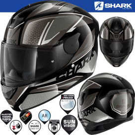 Shark full face helmet D-SKWAL 2 with sun visor and 100% Max Vision Pinlock