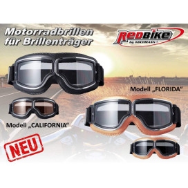 Redbike CALIFORNIA motorbike glasses for spectacle wearers with ventilation, biker glasses by Kochmann