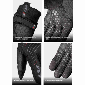LS2 CIVIS MAN motorcycle gloves CE waterproof velvet lining elasticated pull loop Velcro