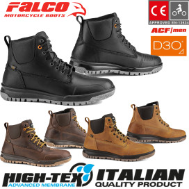 Falco motorcycle shoes PATROL leather waterproof with D3O ankle protectors and CE certification