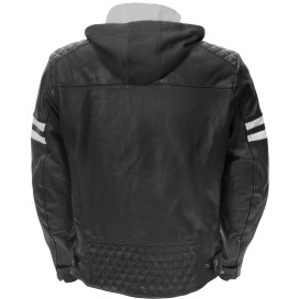 Rusty Stitches Leather Jacket JARI HOODED Motorcycle Hoodie with Detachable Hood and Protectors