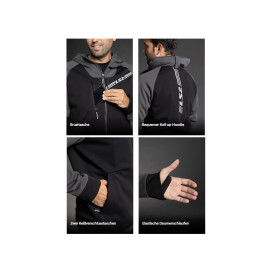 LS2 THROTTLE MAN motorcycle hoodie CE. Hooded sweater with thumb loops and protectors.