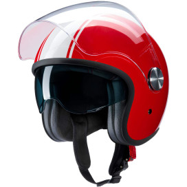Redbike RB-861 Jethelmet red white fibreglass ECE 22.06 with long visor and sun visor