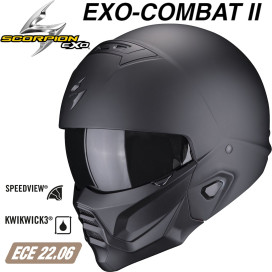 Scorpion jet helmet EXO-COMBAT 2 II with sun visor and ECE 22.06