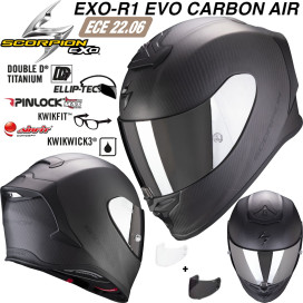 Scorpion full face helmet EXO-R1 EVO CARBON AIR premium helmet with Max Vision Pinlock AirFit two visors and ECE 22.06