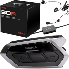 Sena Headset 50R motorcycle communication ultra-flat with Mesh 2.0 Universal Intercom Bluetooth 5 HD-Audio Google Apple FM-Radio