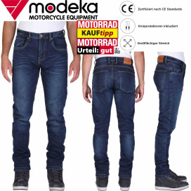 Modeka motorcycle jeans SONIC MONO mono-layer slim fit pants CE A aramid with knee protectors