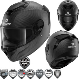 Shark sports full-face helmet SPARTAN GT CARBON with sun visor and Max Vision Pinlock