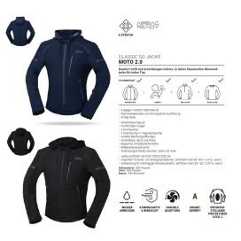 iXS Classic SO Moto 2.0 motorbike jacket CE elasticated waterproof with protectors