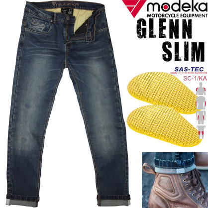 Modeka 5-pocket denim motorcycle jeans GLENN SLIM Skinny Fit with Aramid and SAS-TEC SC-1 / KA protectors
