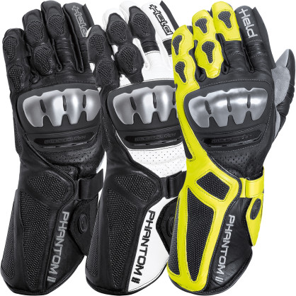 Held motorcycle gloves PHANTOM II 2 with Aramid Titanium knuckle shell CE and special foam