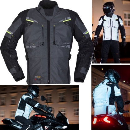 Modeka motorcycle jacket TARAN FLASH self-reflective CE AA at night waterproof Cordura with protectors