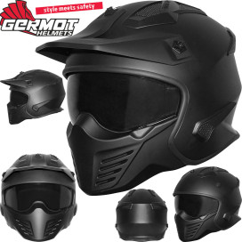 Germot modular helmet GM 44 Jet and with Combat StreetFight Jet helmet ECE 22.05 incl. 2 visors