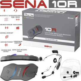 Sena Headset 10R motorcycle communication ultra-flat with Bluetooth 4.1 4-way intercom up to 900m