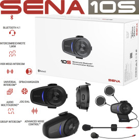 Sena Headset 10S motorcycle communication with Bluetooth 4.1 HD audio 4-way intercom up to 1.6km