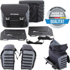 Hepco & Becker side case XTRAVEL BASIC soft bag set 2 pieces for motorcycle including universal adapter plates