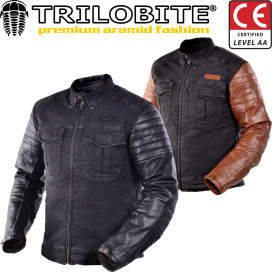 Trilobite motorcycle jacket ACID SCRAMBLER denim leather with thermal lining aramid protectors