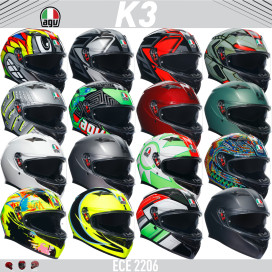 AGV full face helmet K3 ECE 22.06 with sun visor and Max Vision Pinlock