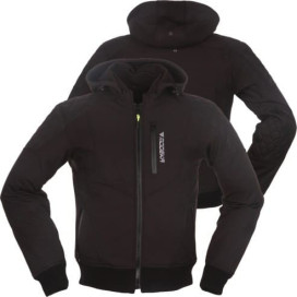 Modeka motorcycle softshell jacket CLARKE with removable hoodie, thermal vest and protectors