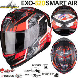 Scorpion full face helmet EXO-520 AIR hyper sports helmet with AirFit system sun visor and Max Vision Pinlock