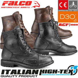 Falco motorcycle boots AVIATOR leather waterproof High-Tex CE double zipper D3O