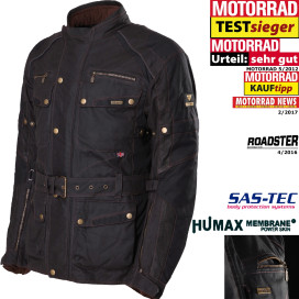 Modeka high-tech 3in1 wax jacket GLASGOW waterproof thermal lining with SAS-TEC protectors