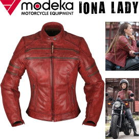 Modeka women's IONA LADY motorcycle leather jacket made of buffalo leather with stretch thermal vest and protectors