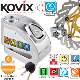 Kovix Alarm brake disc lock KD6 with 6mm pin 120dB protection level 6