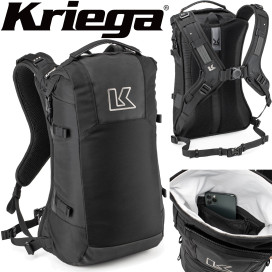 Kriega motorcycle backpack R16 waterproof hip belt Quadloc belt system with space for laptop Cordura Air-Mesh