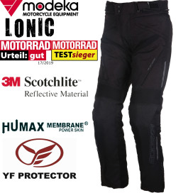 Modeka 3in1 motorcycle pants LONIC waterproof Humax with thermal lining braces and protectors