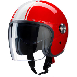 Redbike RB-861 Jethelmet red white fibreglass ECE 22.06 with long visor and sun visor