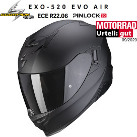 Scorpion full face helmet EXO-520 EVO AIR with AirFit ECE 22.06 sun visor and Max Vision Pinlock