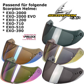 Scorpion 2D visor KDF14-2 for EXO 2000/2000 EVO / 1200 / 710 / 510 / 491 / 410 / 390 prepared for Pinlock and Tear-Off
