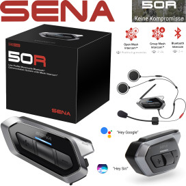 Sena Headset 50R motorcycle communication ultra-flat with Mesh 2.0 Universal Intercom Bluetooth 5 HD-Audio Google Apple FM-Radio