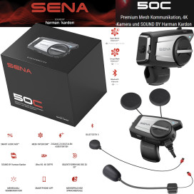 Sena Headset 50C Mesh Bluetooth 5 kommunikation med 4K kamera og lyd af Harman Kardon enkelt sæt