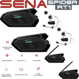 Sena motorcycle headset SPIDER RT1 ultra-flat Bluetooth 5.1 mesh intercom with premium HD speakers