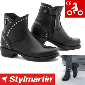 Stylmartin motorcycle boots PEARL ROCK WP women leather waterproof rivets ankle protectors CE