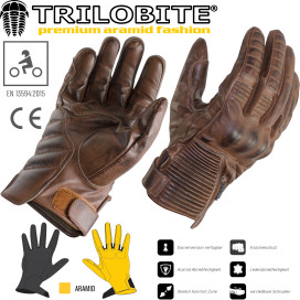 Trilobite summer motorcycle gloves CAFE for men with aramid CE and short cuff