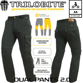 Trilobite motorcycle pants DUAL PANTS 2.0 with detachable pant leg CE AA Aramid cotton including protectors