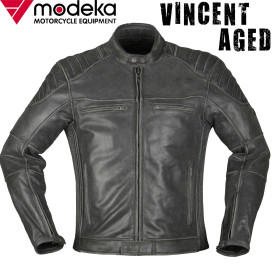 Modeka motorcycle leather jacket VINCENT AGED Blouson Stretch Vintage with thermal vest and protectors