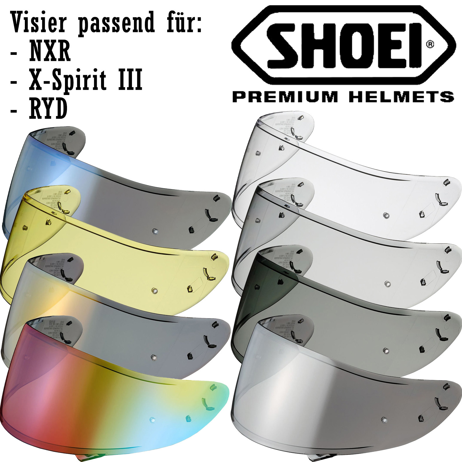 Shoei visor CWR-1 for helmets NXR X-Spirit III and RYD prepared for Pinlock